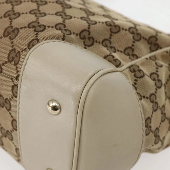GUCCI GG Canvas Web Sherry Line Tote Bag Beige Red Green 257061 Auth BA6046 - Picture 4 of 16
